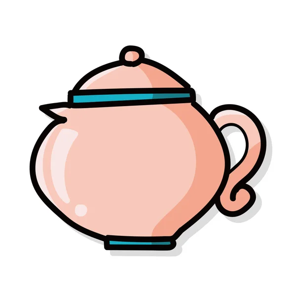 Tea pot color doodle — Stock Vector