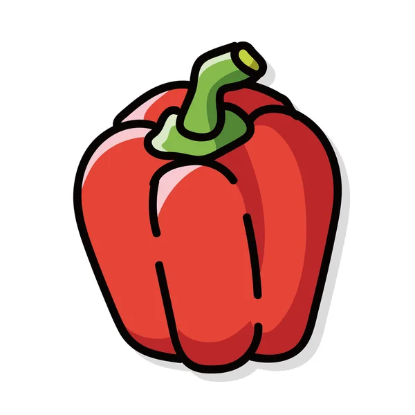 Vegetabiliska grön paprika färg doodle — Stock vektor