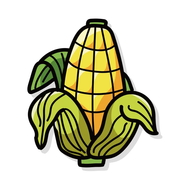 Gemüse Mais Farbe Doodle — Stockvektor