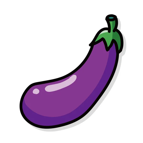 Plantaardige aubergine kleur doodle — Stockvector
