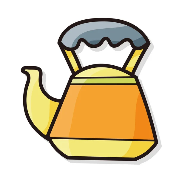 Tea pot color doodle — Stock Vector