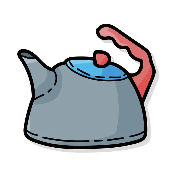 Tea pot color doodle — Stock Vector