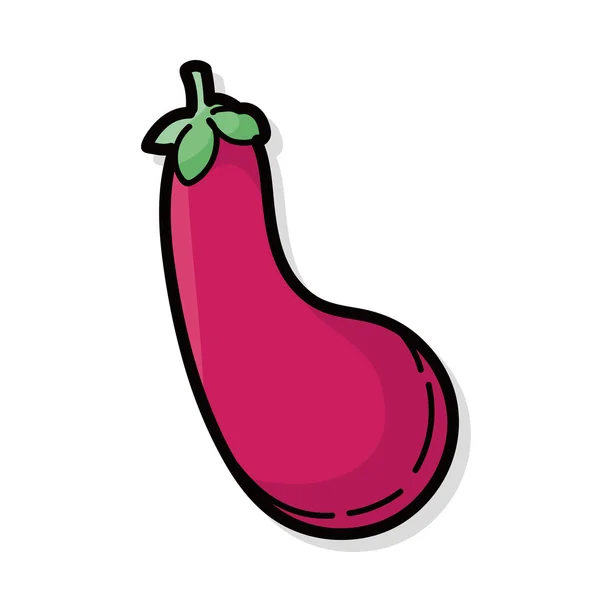 Vegetable Eggplant color doodle — Stock Vector