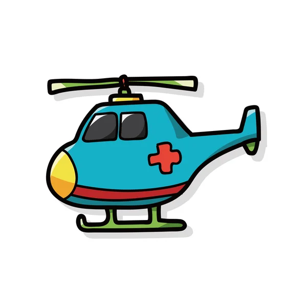 Medical helicopter color doodle — Stock Vector