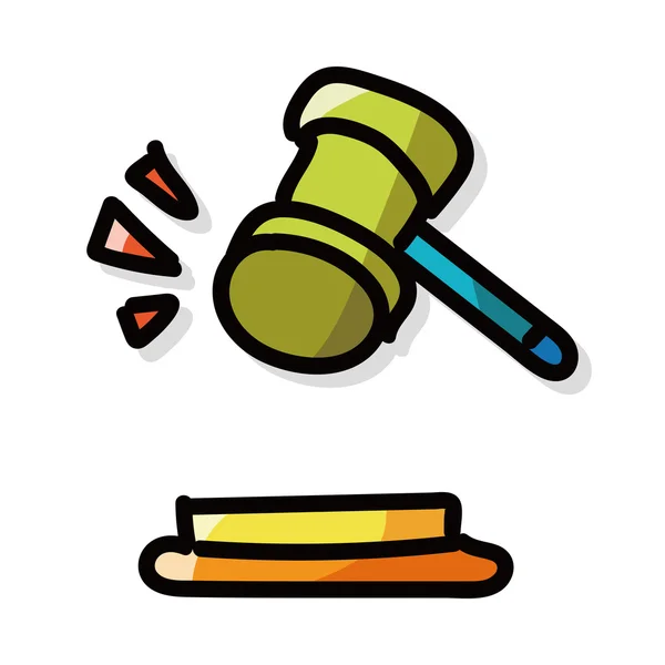 Gavel color doodle — Stock Vector