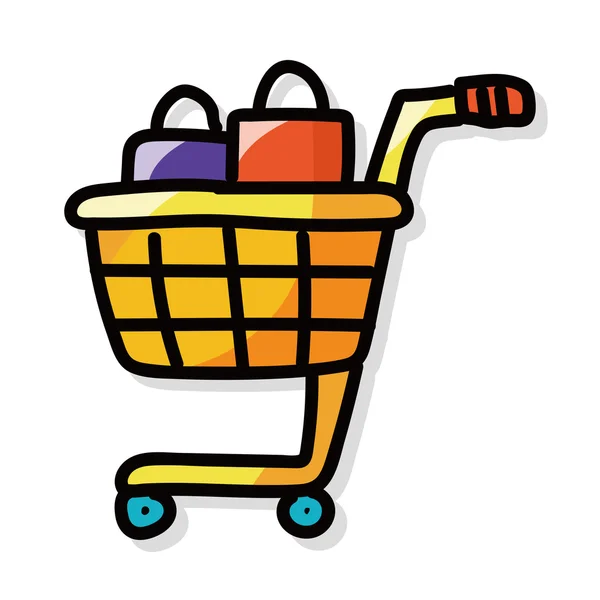 Carrito de compras color doodle — Vector de stock