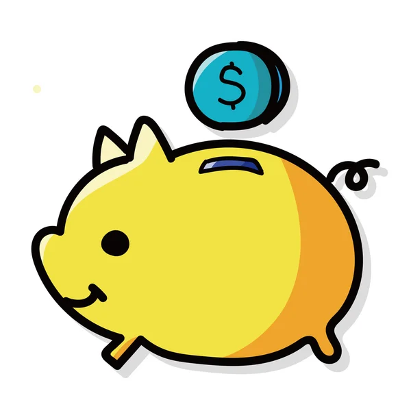 Piggybank doodle couleur — Image vectorielle