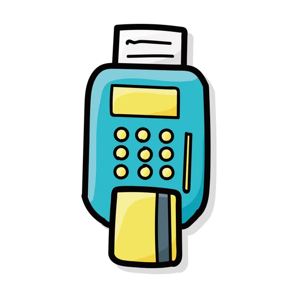 Máquina de cartão de crédito cor doodle — Vetor de Stock