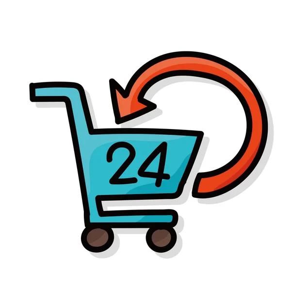 Shopping cart color doodle — Stock Vector