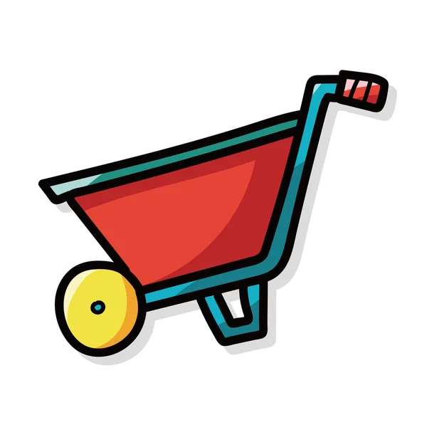 Handbarrow kleur doodle — Stockvector