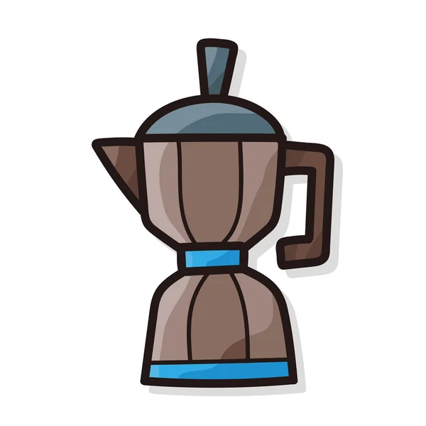 Cafeteira cor doodle — Vetor de Stock