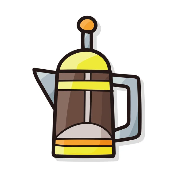 Cafeteira cor doodle — Vetor de Stock