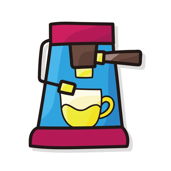 Koffie machine kleur doodle — Stockvector