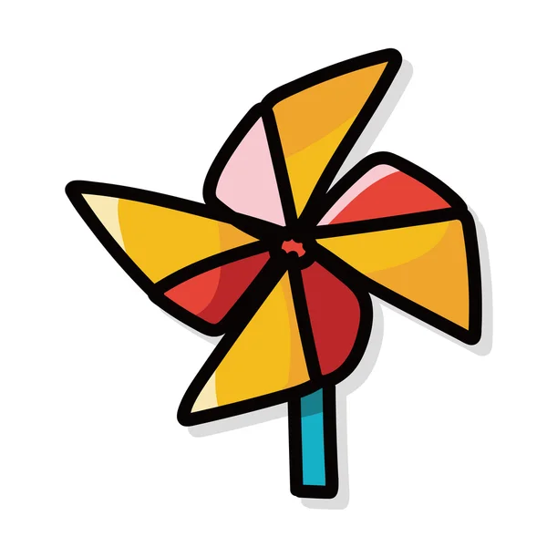 Moulin à vent couleur doodle — Image vectorielle