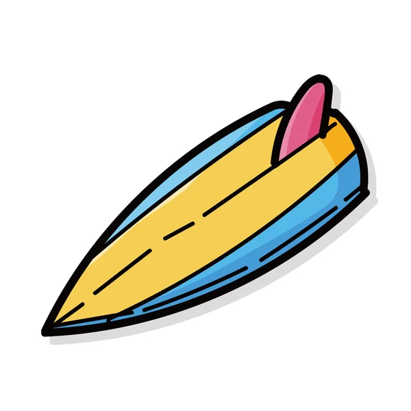 Surf board color doodle — Stock Vector