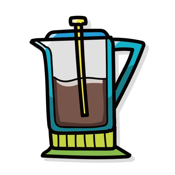 Caffè bollitore colore scarabocchio — Vettoriale Stock