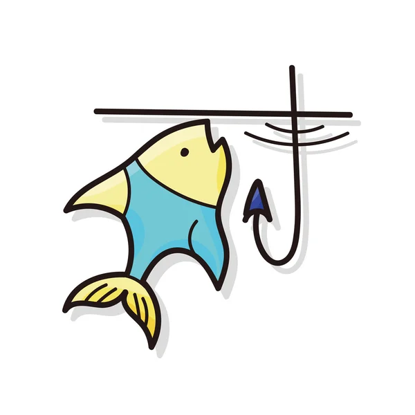 Garabato de pesca — Vector de stock