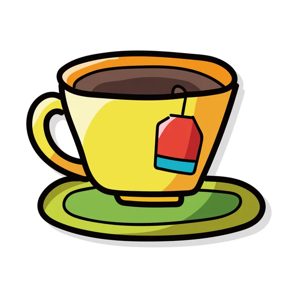 Heißer Kaffee Farbkritzelei — Stockvektor