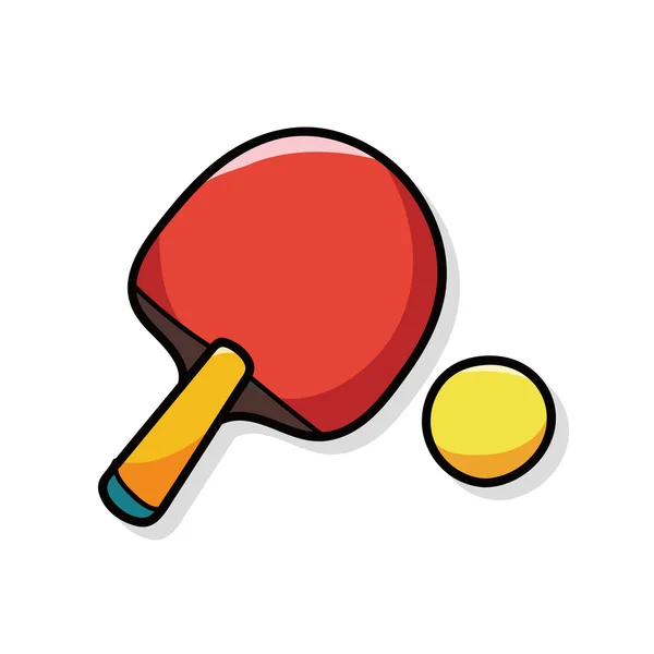 Table Tennis Bat with Ball on Purple Round Background Stock Vector