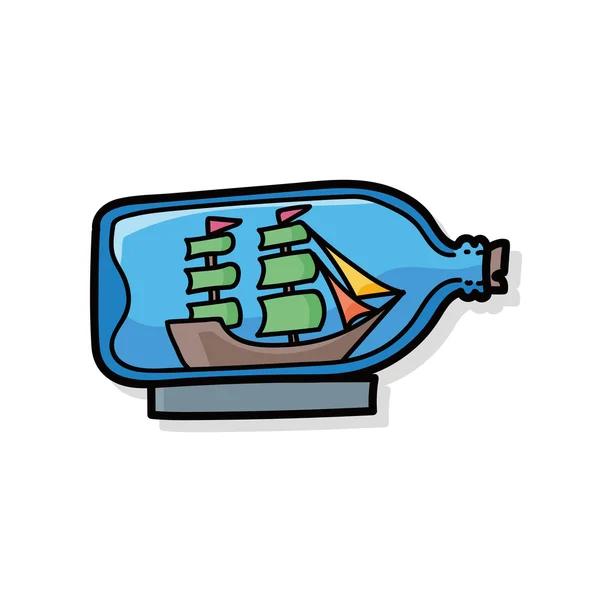 Boat in a Bottle doodle — Stock Vector