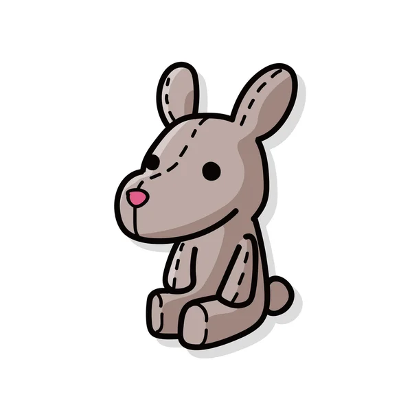 Bambola di coniglio doodle — Vettoriale Stock