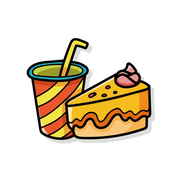 ドリンクとケーキの落書き — ストックベクタ