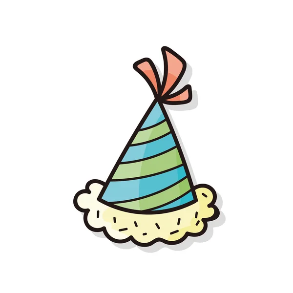 Cappello di compleanno doodle — Vettoriale Stock