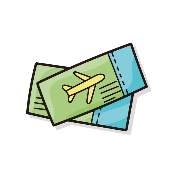 Vlucht ticket doodle — Stockvector