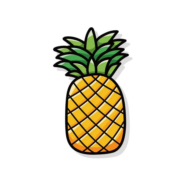 Fruits pineapple doodle — Stock Vector