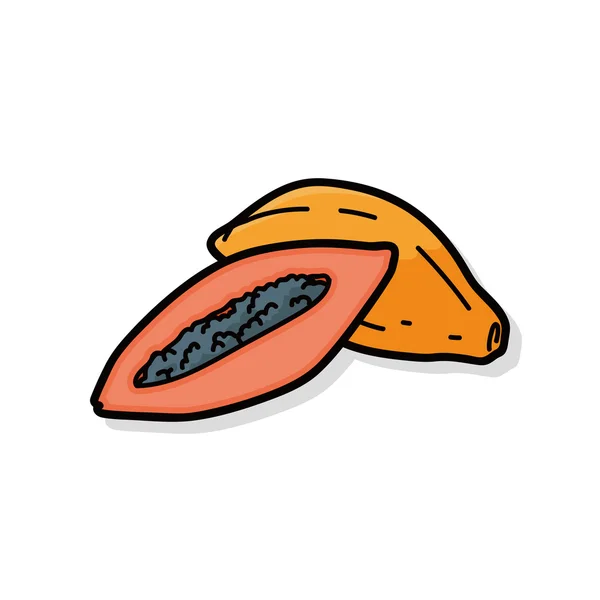 Frutas papaya garabato — Vector de stock