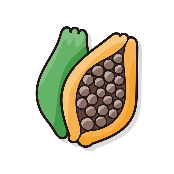 Frutas papaya garabato — Vector de stock