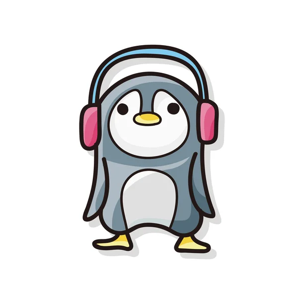 Animal penguin doodle — Stock Vector