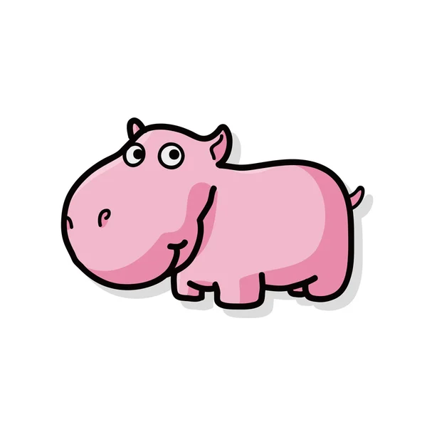 Doodle animaux hippo — Image vectorielle