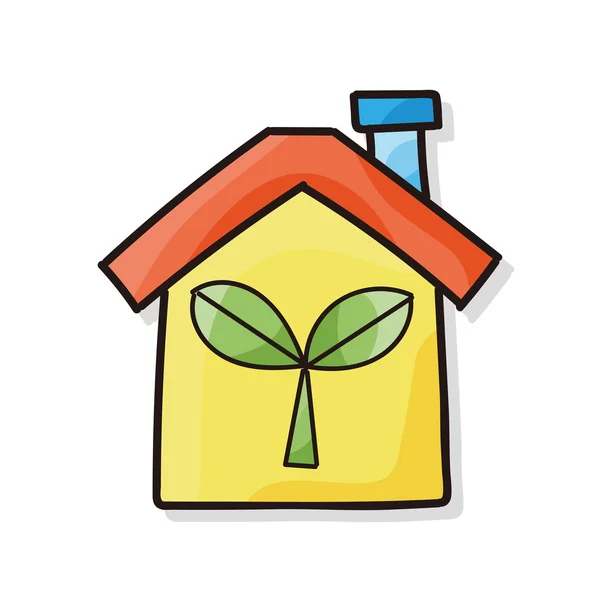 Gröna huset doodle — Stock vektor
