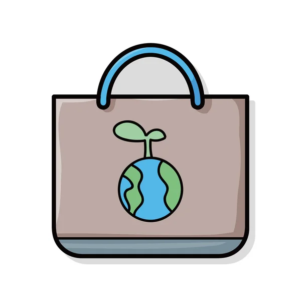 Bolsa de compras reciclada doodle — Vector de stock