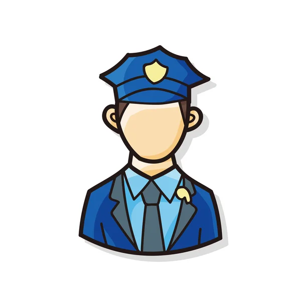 Kariyer karakter polis doodle — Stok Vektör