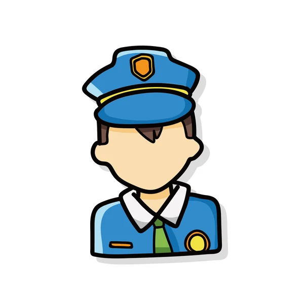 Career character policeman doodle — Stock Vector