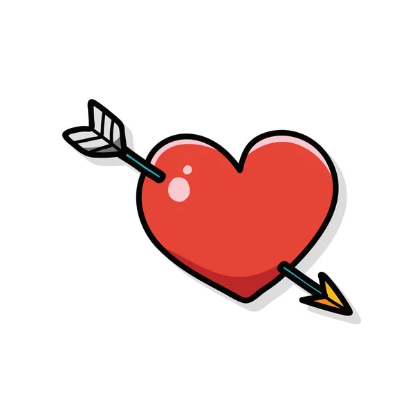Valentines corazón flecha garabato — Archivo Imágenes Vectoriales