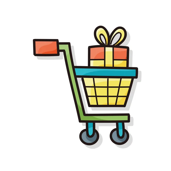 Carrito de compras doodle — Vector de stock