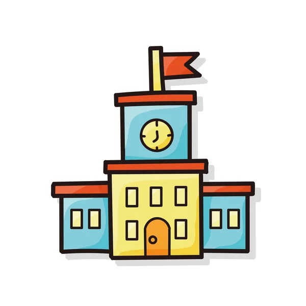 Edificio de la escuela garabato — Vector de stock