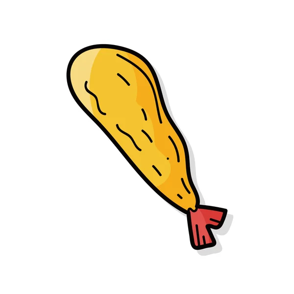 Crevettes frites doodle — Image vectorielle