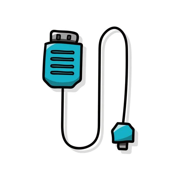 USB-kabel doodle — Stockvector