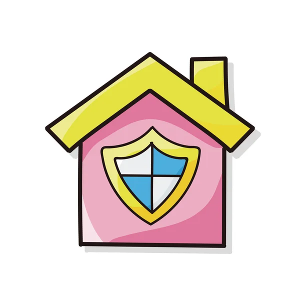 Hus säkerhet doodle — Stock vektor