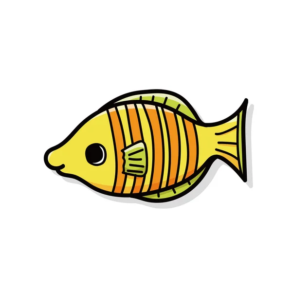 Sea animal fish doodle — Stock Vector