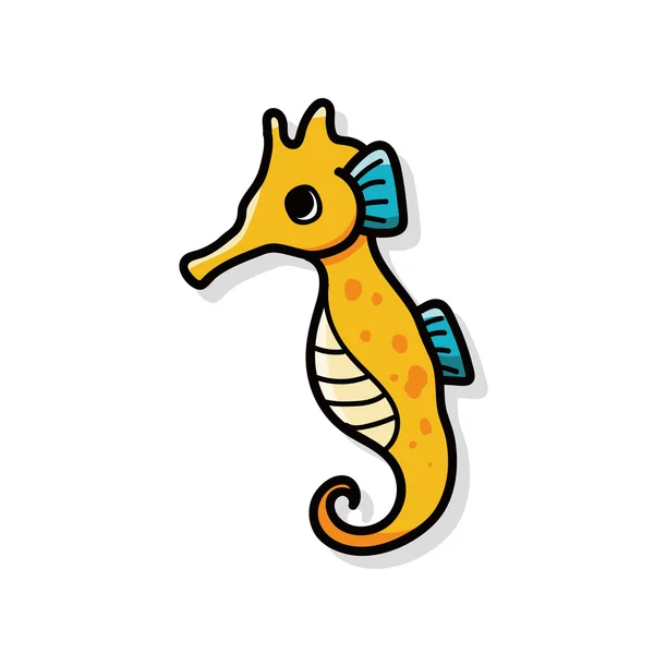 Animal marinho Hippocampus doodle — Vetor de Stock