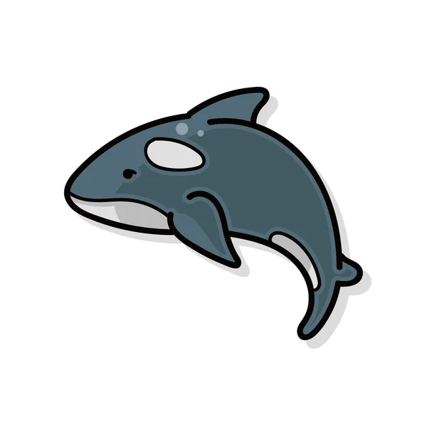 바다 동물 고래 낙서 — 스톡 벡터