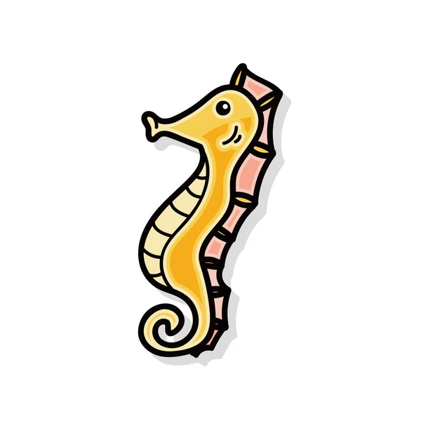 Animal marino Hippocampus doodle — Vector de stock