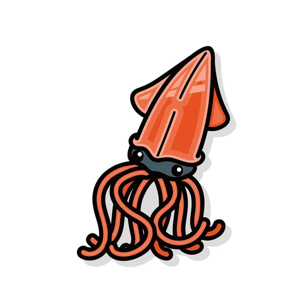 Havet djur squid doodle — Stock vektor