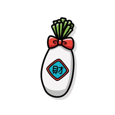 Çin yeni yılı şanslı beyaz turp doodle