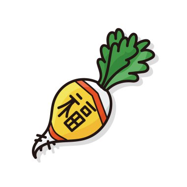 Çin yeni yılı şanslı beyaz turp doodle